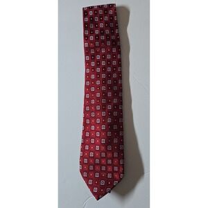 Tommy Hilfiger Red Geometric Pattern Silk Blend Necktie